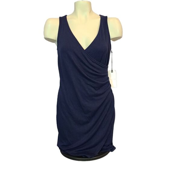 Leith Navy Sleeveless Wrap Dress Size Small - Picture 1 of 5
